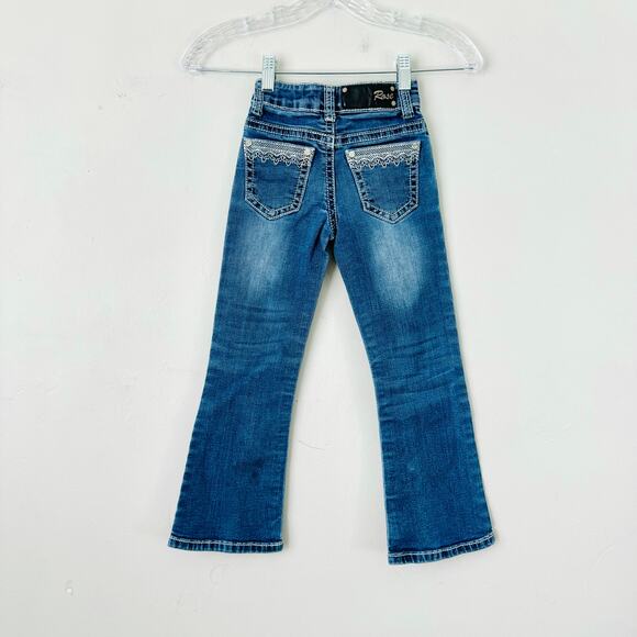 Cedar Rose Girls Size 6 Bootcut Dark Blue Jeans with Embroidered Back Pockets - Picture 7 of 12